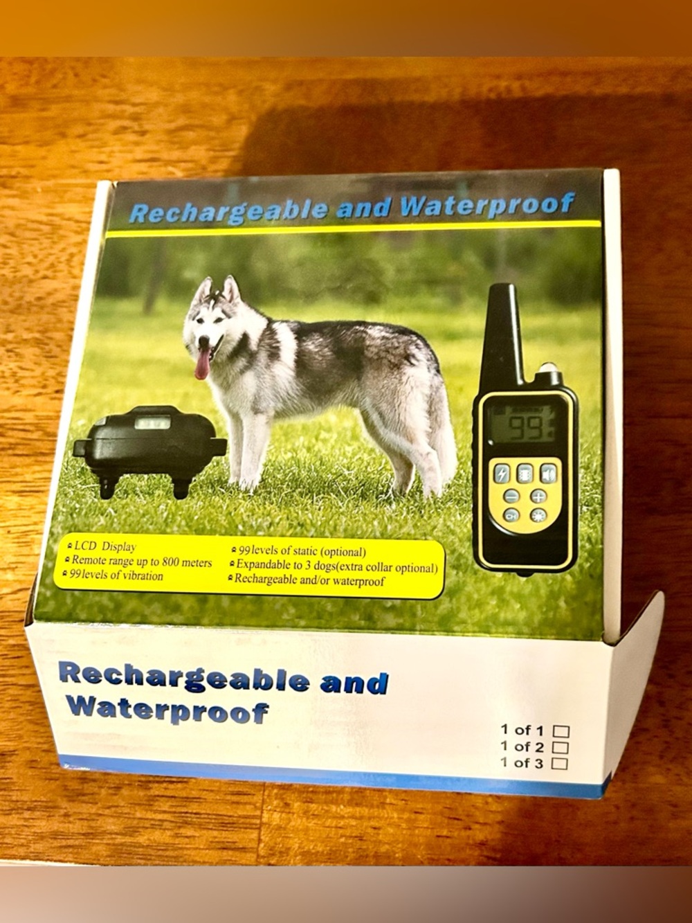 Rechargeable Waterproof Dog Training Remote Collar - Yellow/Black